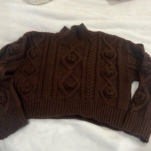 Brown knit chunky Zara sweater